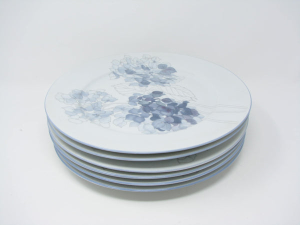 edgebrookhouse - Vintage Block Hydrangea Porcelain Dinner Plates with Watercolor Floral Design - 6 Pieces