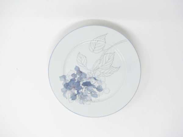 edgebrookhouse - Vintage Block Hydrangea Porcelain Salad Plates with Watercolor Floral Design - 4 Pieces