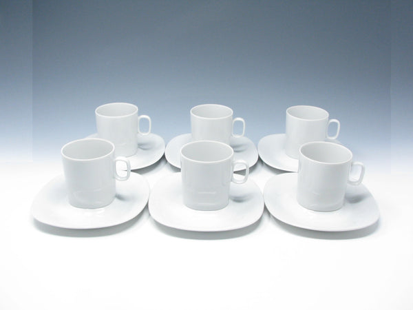 edgebrookhouse - Vintage Block Transition White Cups & Square Saucers - 12 Pieces