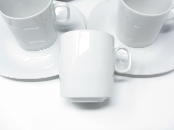 edgebrookhouse - Vintage Block Transition White Cups & Square Saucers - 12 Pieces