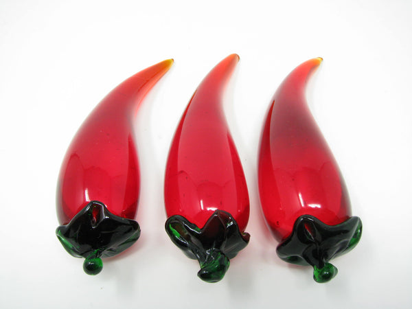 edgebrookhouse - Vintage Blown Glass Red Hot Chili Peppers - 3 Pieces