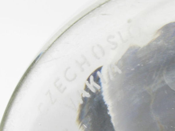 edgebrookhouse - Vintage Bohemian Czech Footed Glass Vase with Applied Cobalt Blue Rigaree