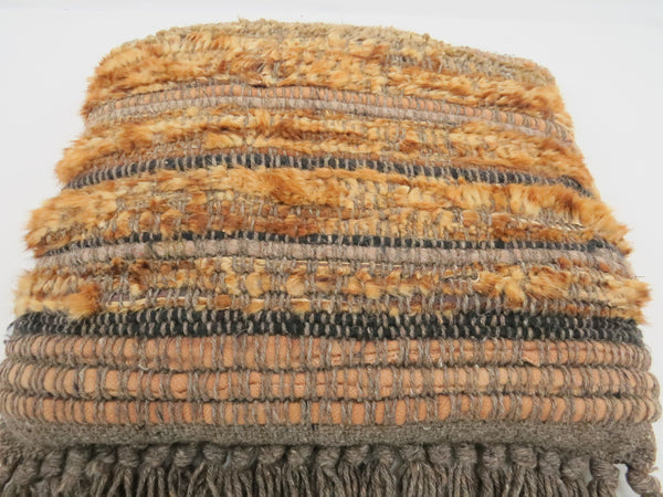 edgebrookhouse - Vintage Boho Chic Large Square Decorative Pillow of Knit Yarn & Fur