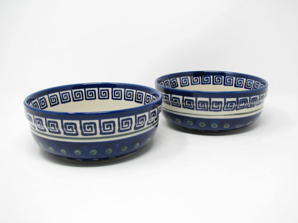edgebrookhouse - Vintage Boleslawiec Zaklady Ceramiczne Polish Pottery Greek Key Bowls - 2 Pieces