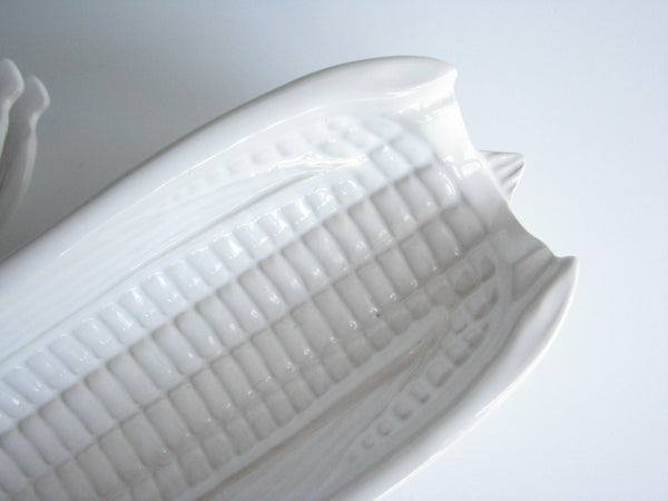 edgebrookhouse - Vintage Bordallo Pinheiro White Ceramic Corn Holders - Set of 8