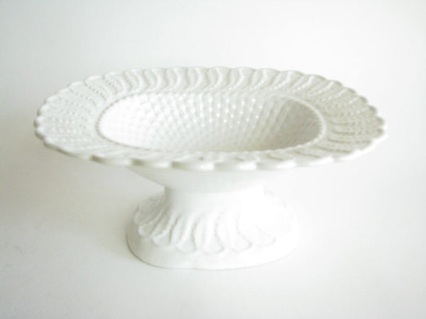 edgebrookhouse - Vintage Bordallo Pinheiro White Ceramic Pedestal Decorative Bowl or Serving Dish