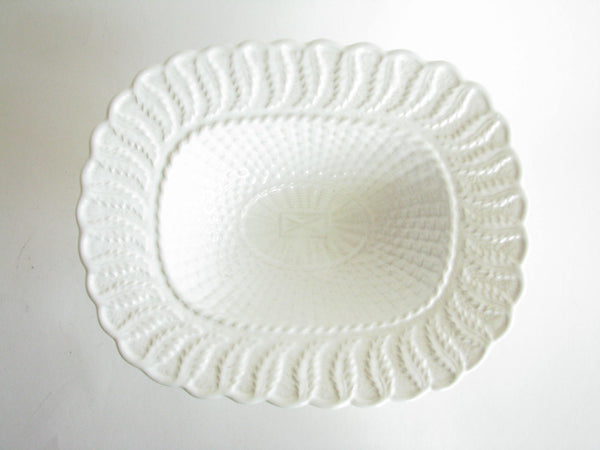 edgebrookhouse - Vintage Bordallo Pinheiro White Ceramic Pedestal Decorative Bowl or Serving Dish