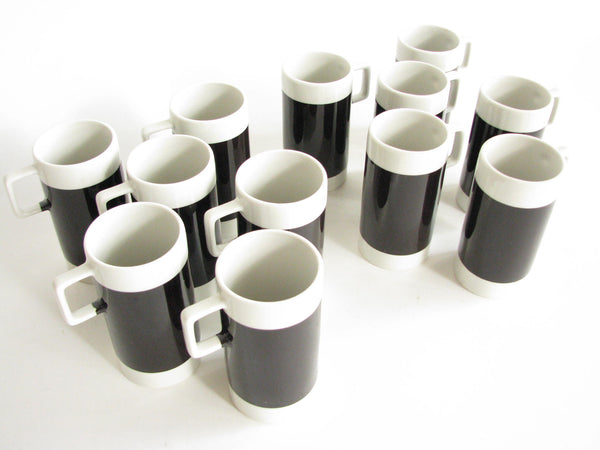 edgebrookhouse - Vintage Braniff International Airlines Black White Espresso Lungo Demitasse Cups by Hall - Set of 12