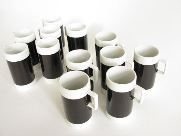 edgebrookhouse - Vintage Braniff International Airlines Black White Espresso Lungo Demitasse Cups by Hall - Set of 12