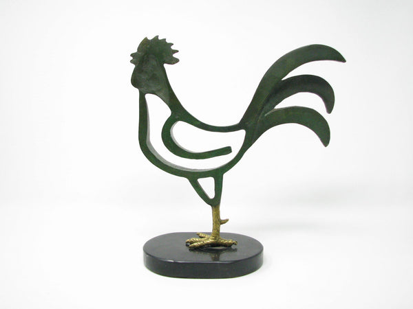 edgebrookhouse - Vintage Large Karl Hagenauer Style Patinated Bronze Rooster Sculpture on Stone Base