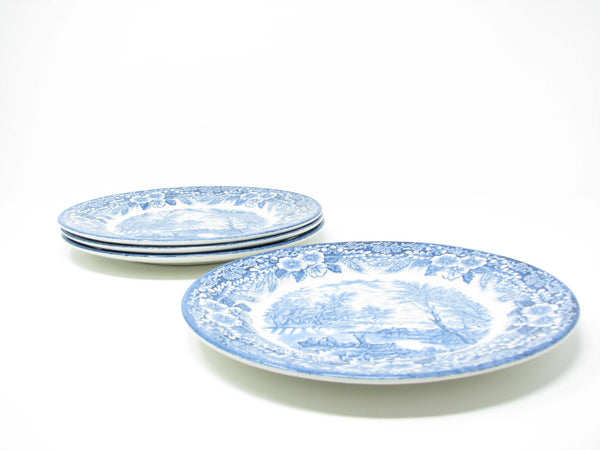 edgebrookhouse - Vintage Broadhurst English Ironstone Thomas Gainsborough Blue & White Dinner Plates - Set of 4