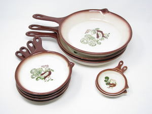 edgebrookhouse - Vintage Brock Chanticleer Rooster California Pottery Skillets Serving Dishes - 9 Pieces