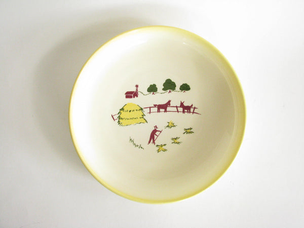 edgebrookhouse - Vintage Brock of California Harvest Time Round Serving Bowl with Yellow Trim