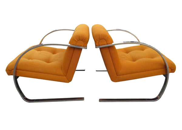 edgebrookhouse - Vintage Brueton Arc Cantilever Lounge Chairs by Charles Gibilterra - a Pair