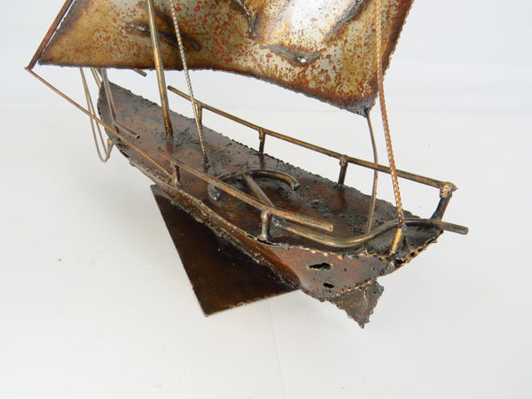 edgebrookhouse - Vintage Brutalist Torch Cut Steel Ship Sculpture