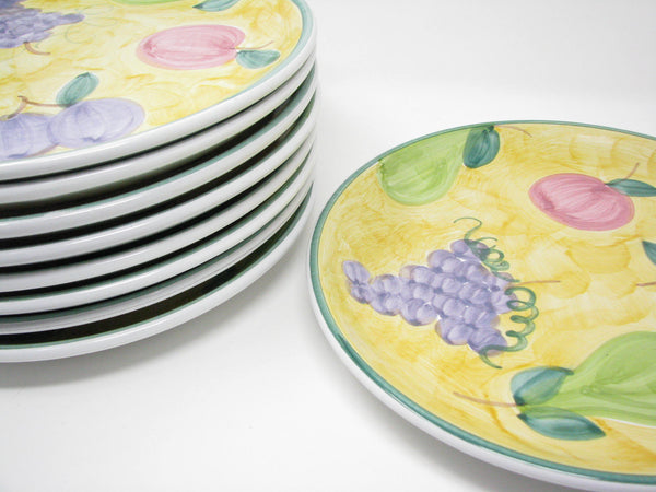 edgebrookhouse - Vintage Caleca Frutta Italian Pottery Dinner Plates with Fruit Design - Set of 9
