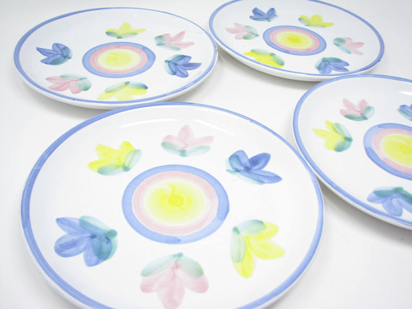 edgebrookhouse - Vintage Caleca Stella Italian Pottery Salad Plates with Floral Design - 4 Pieces