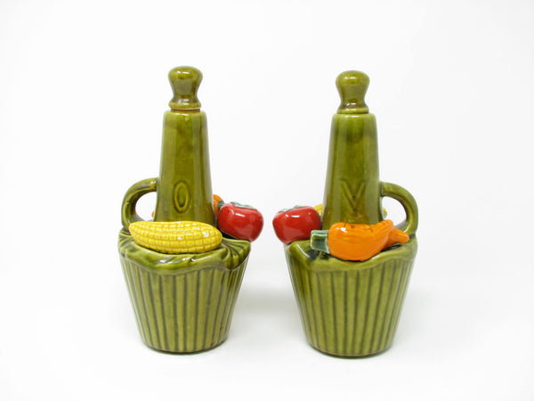 edgebrookhouse - Vintage California Pottery Oil and Vinegar Cruets with Vegetable Motif - 2 Pieces