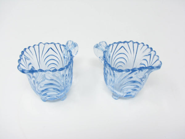 edgebrookhouse - Vintage Cambridge Caprice Moonlight Blue Patterned and Pressed Glass Individual Creamers - 2 Pieces