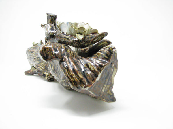 edgebrookhouse - Vintage Capodimonte Style Large Porcelain Log Branch with Flowers Centerpiece