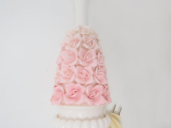 edgebrookhouse - Vintage Capodimonte Style Porcelain Flower Cluster Table Lamps With Carrera Marble Base - a Pair