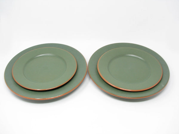 edgebrookhouse - Vintage Casa Verde Portugal Green Glazed Terra Cotta Dinner and Salad Plates - 4 Pieces