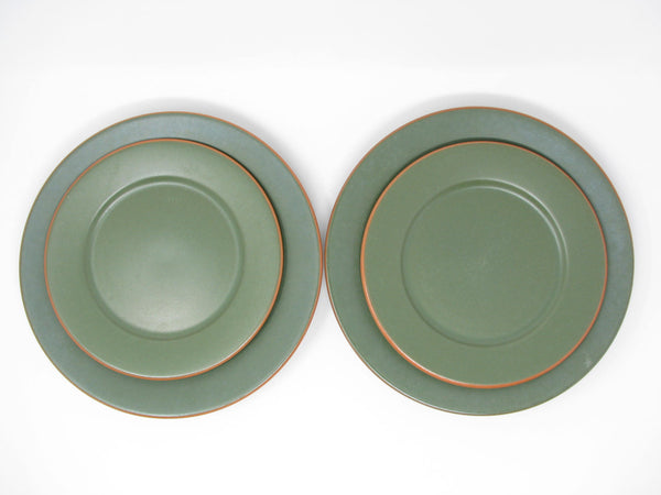 edgebrookhouse - Vintage Casa Verde Portugal Green Glazed Terra Cotta Dinner and Salad Plates - 4 Pieces
