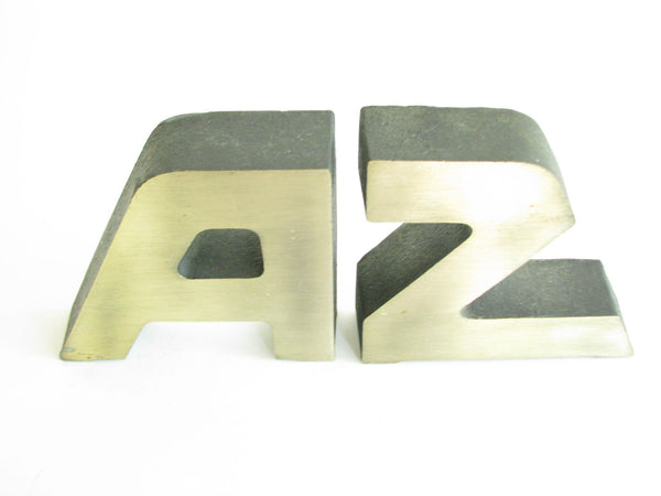 edgebrookhouse - Vintage Cast Iron A to Z Bookends with Brass Finish - 2 Pieces