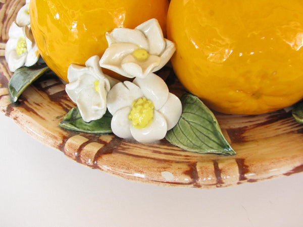 edgebrookhouse - Vintage Ceramic Basket of Oranges and Orange Blossoms Centerpiece