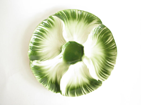 edgebrookhouse - Vintage Ceramic Cabbage Leaf Design Divided Serving Platter