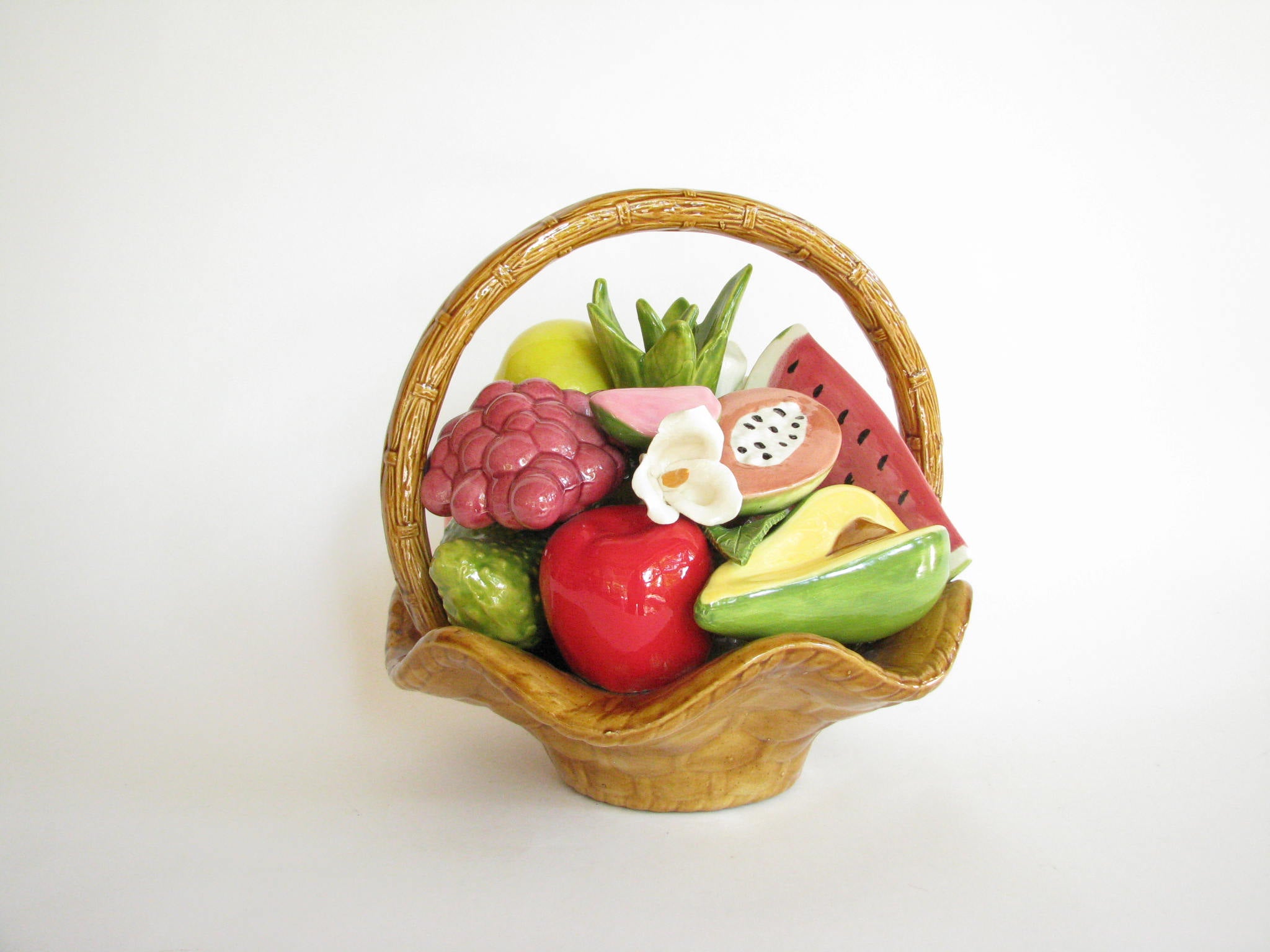 edgebrookhouse - Vintage Ceramic Mixed Tropical Fruit Basket Centerpiece