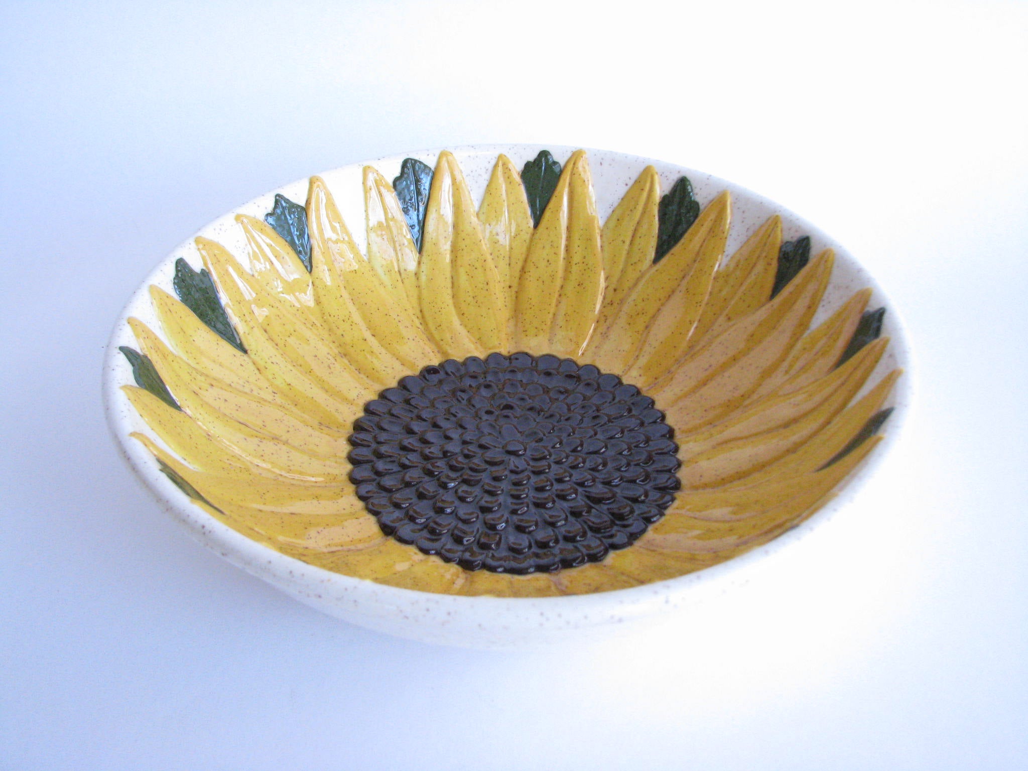 edgebrookhouse - Vintage Ceramic Serving Bowl with Embossed Sunflower