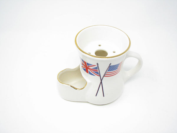 edgebrookhouse - Vintage Ceramic Shaving Scuttle Mug with American & British Flags
