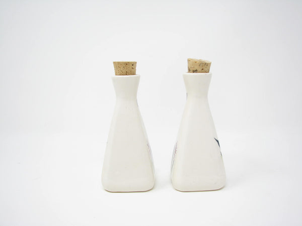 edgebrookhouse - Vintage Ceramic Vinegar Oil Cruets with Floral Design and Cork Tops - Set of 2