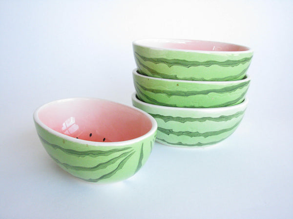 edgebrookhouse - Vintage Ceramic Watermelon Shaped Serving Bowls - Set of 4
