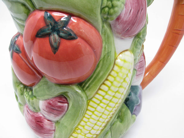 edgebrookhouse - Vintage Ceramica de Cuernavaca Mexico Pitcher with Embossed Vegetables