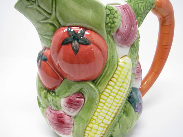 edgebrookhouse - Vintage Ceramica de Cuernavaca Mexico Pitcher with Embossed Vegetables