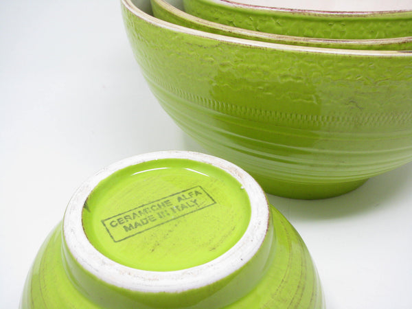 edgebrookhouse - Vintage Ceramiche Alfa Italian Pottery Nesting Mixing Bowls - 4 Pieces