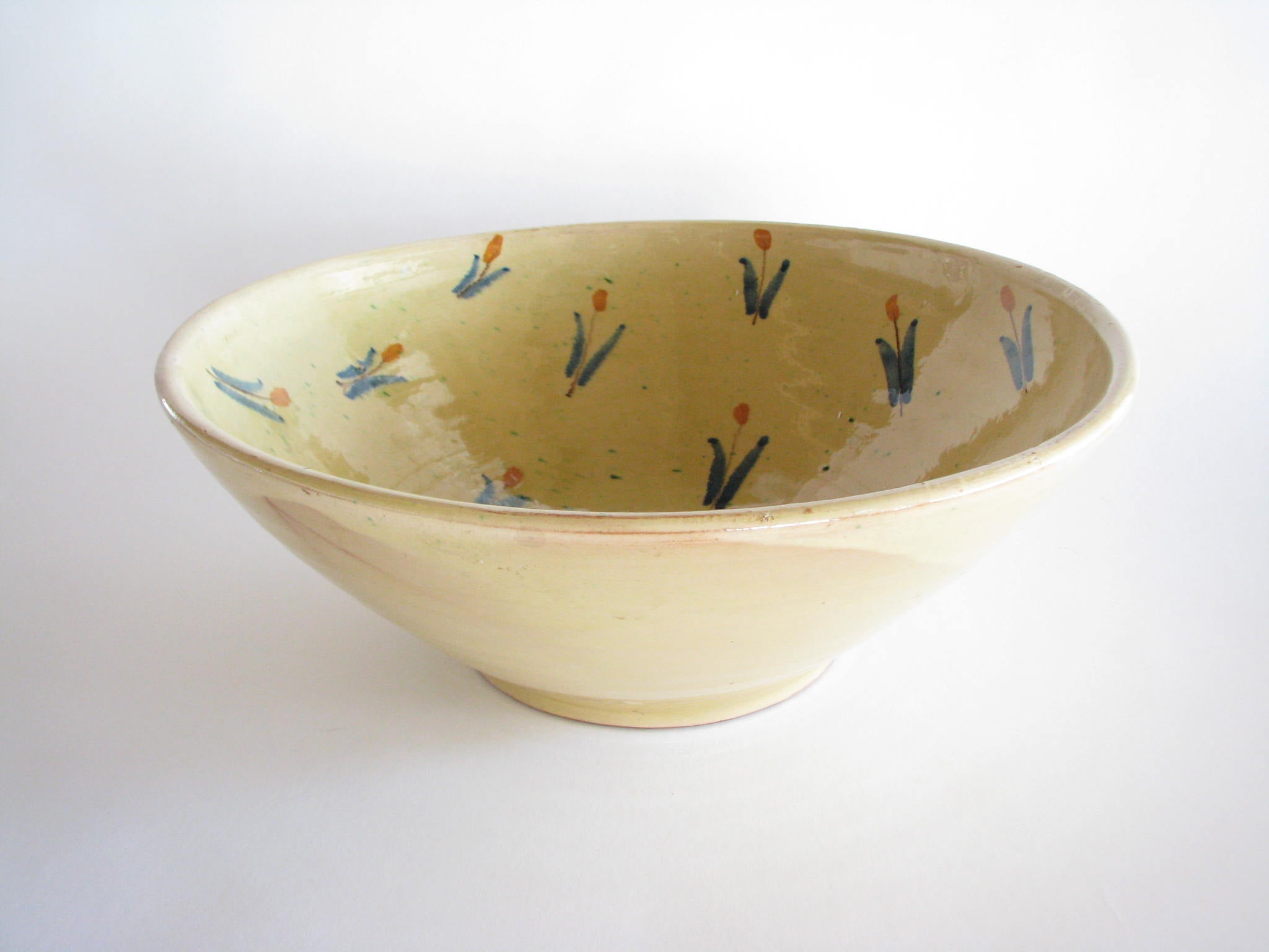 edgebrookhouse - Vintage Ceramiche Nicola Fasano Monumental Extra Large Serving Bowl with Tulip Design