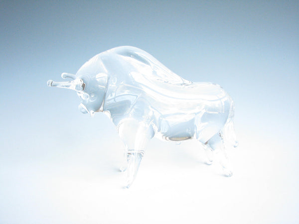 edgebrookhouse - Vintage Charging Bull Hand Blown Art Glass Figurine