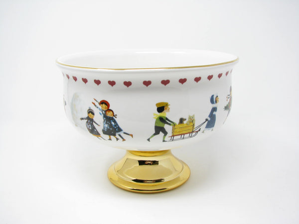 edgebrookhouse - Vintage Charles Wysocki Ceramic Pedestal Bowl or Planter Christmas Love 2002