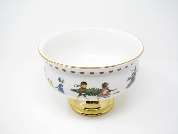 edgebrookhouse - Vintage Charles Wysocki Ceramic Pedestal Bowl or Planter Christmas Love 2004
