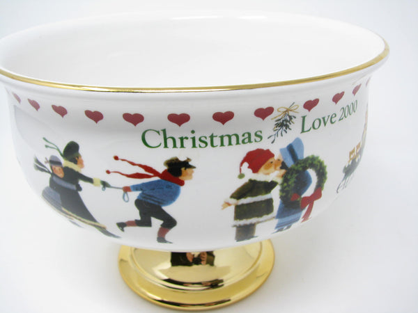 edgebrookhouse - Vintage Charles Wysocki Ceramic Pedestal Bowl or Planter Christmas Love 2006