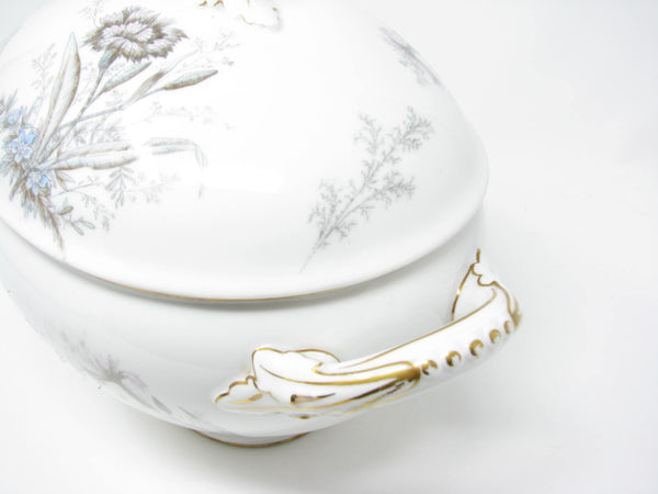 edgebrookhouse - Vintage Chelsea Derby Triangle Period Style Porcelain Lidded Soup Tureen with Floral Design
