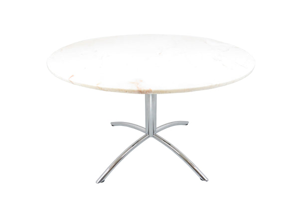 edgebrookhouse - Vintage Chrome With Marble Top Pedestal Table Made in Italy