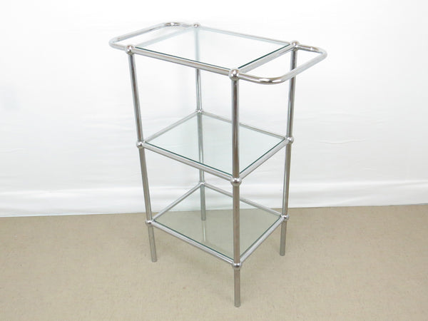 edgebrookhouse - Vintage Chrome and Glass 3-Tier Bar Stand
