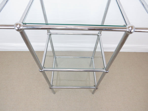 edgebrookhouse - Vintage Chrome and Glass 3-Tier Bar Stand
