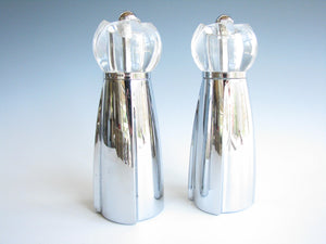 edgebrookhouse - Vintage Chrome and Lucite Salt and Pepper Grinders - 2 Pieces