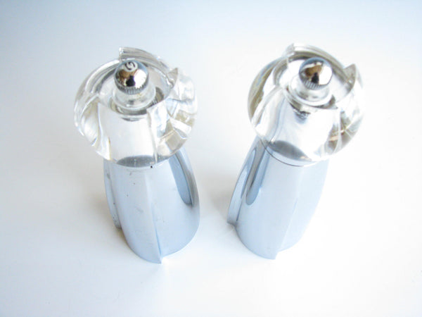 edgebrookhouse - Vintage Chrome and Lucite Salt and Pepper Grinders - 2 Pieces