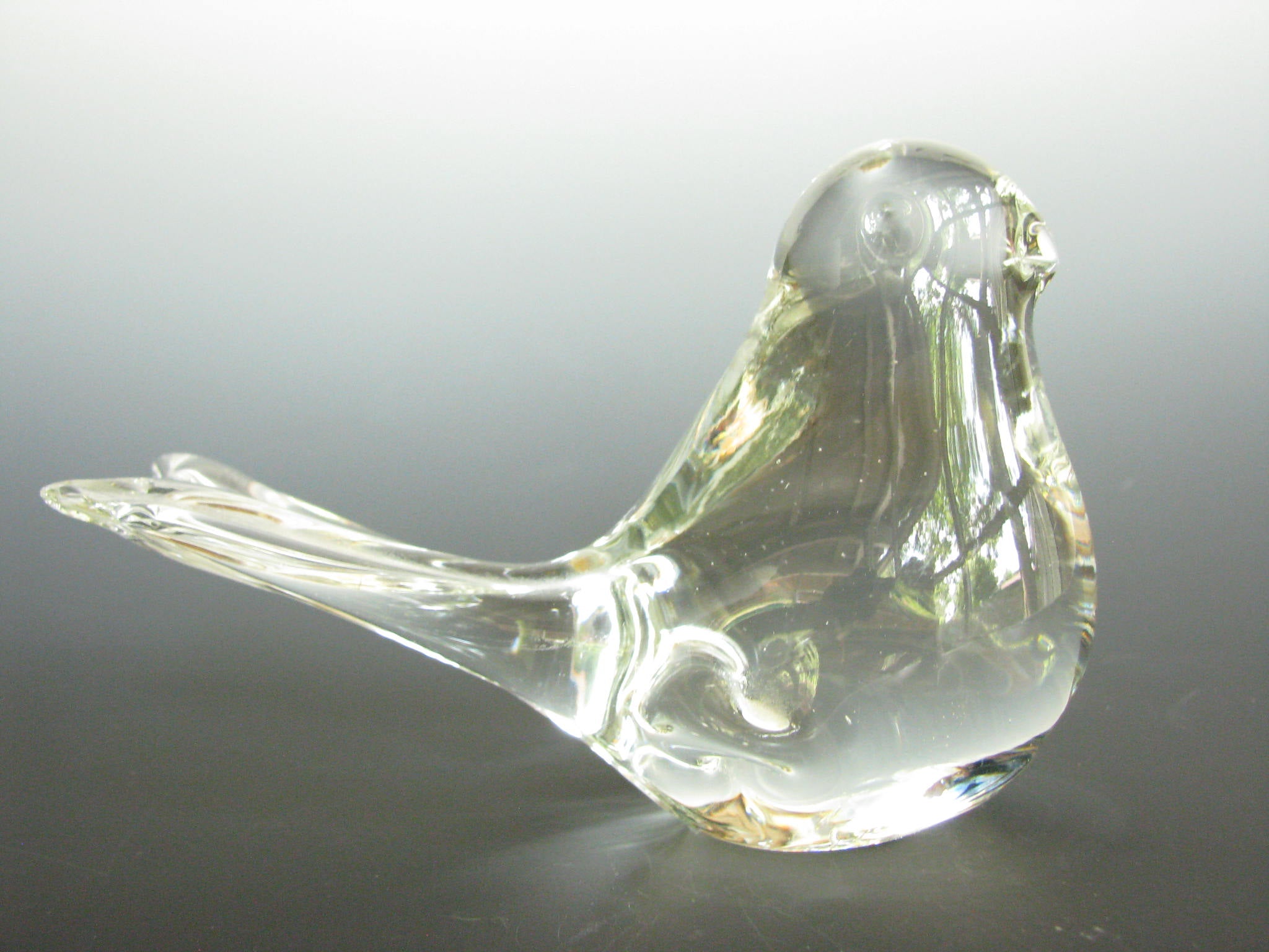 Vintage Clear Glass Bird Figurine or Paperweight by Interpur